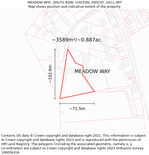 MEADOW WAY, SOUTH ROW, CHILTON, DIDCOT, OX11 0RT: Plot and title map