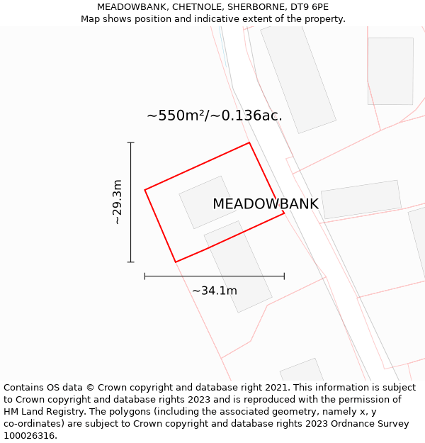 MEADOWBANK, CHETNOLE, SHERBORNE, DT9 6PE: Plot and title map