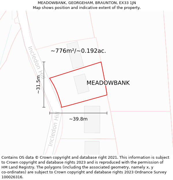 MEADOWBANK, GEORGEHAM, BRAUNTON, EX33 1JN: Plot and title map