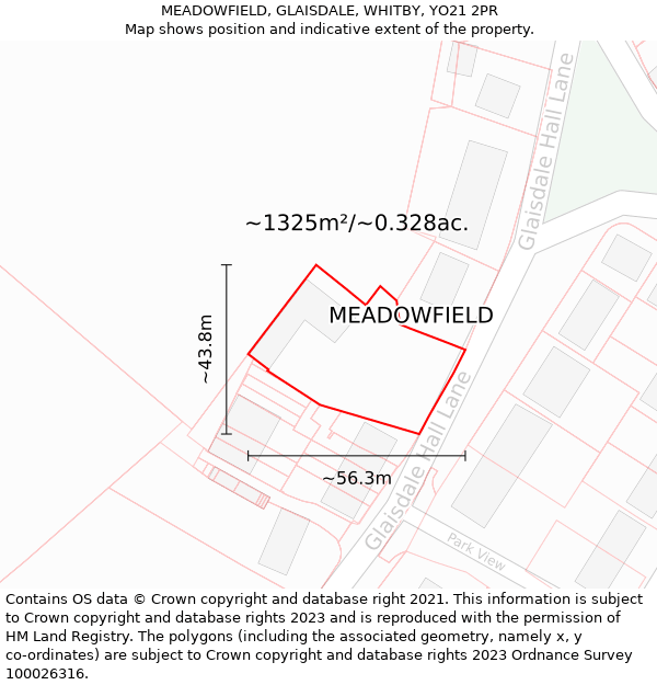 MEADOWFIELD, GLAISDALE, WHITBY, YO21 2PR: Plot and title map