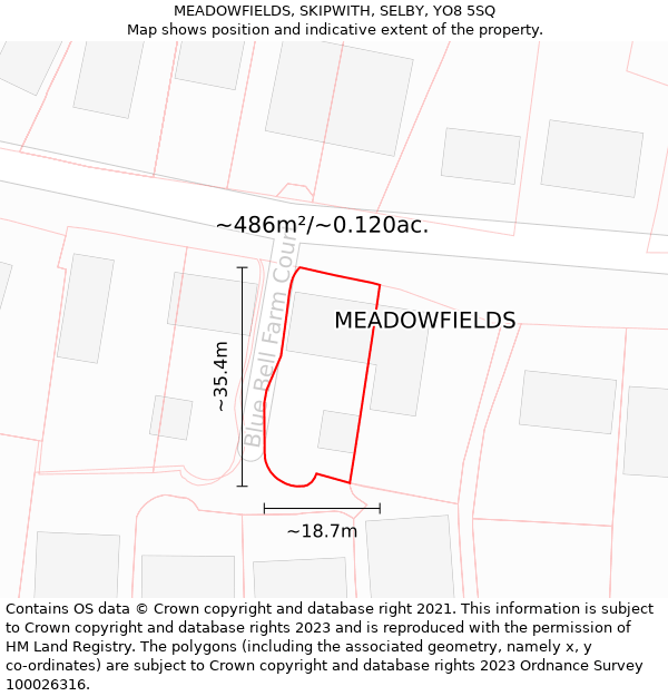 MEADOWFIELDS, SKIPWITH, SELBY, YO8 5SQ: Plot and title map