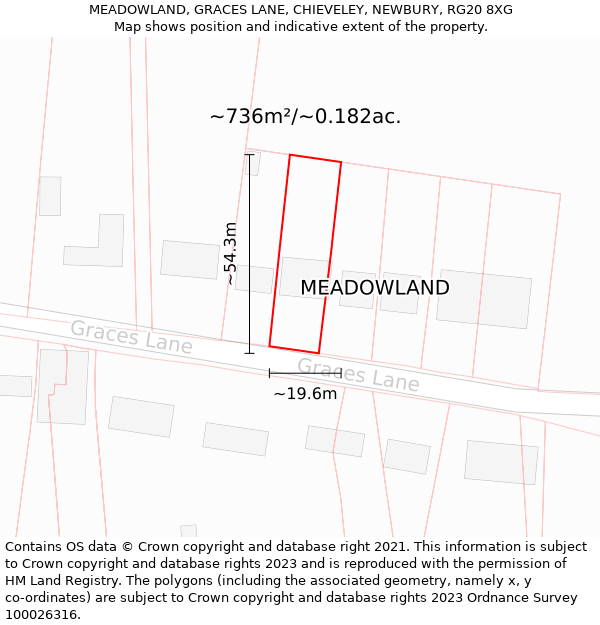 MEADOWLAND, GRACES LANE, CHIEVELEY, NEWBURY, RG20 8XG: Plot and title map