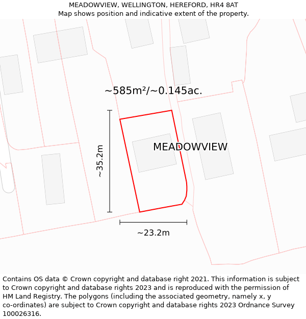 MEADOWVIEW, WELLINGTON, HEREFORD, HR4 8AT: Plot and title map