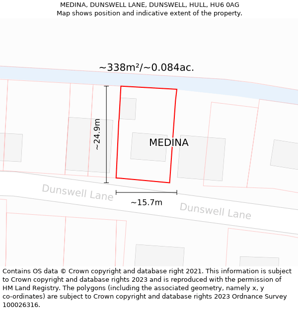 MEDINA, DUNSWELL LANE, DUNSWELL, HULL, HU6 0AG: Plot and title map