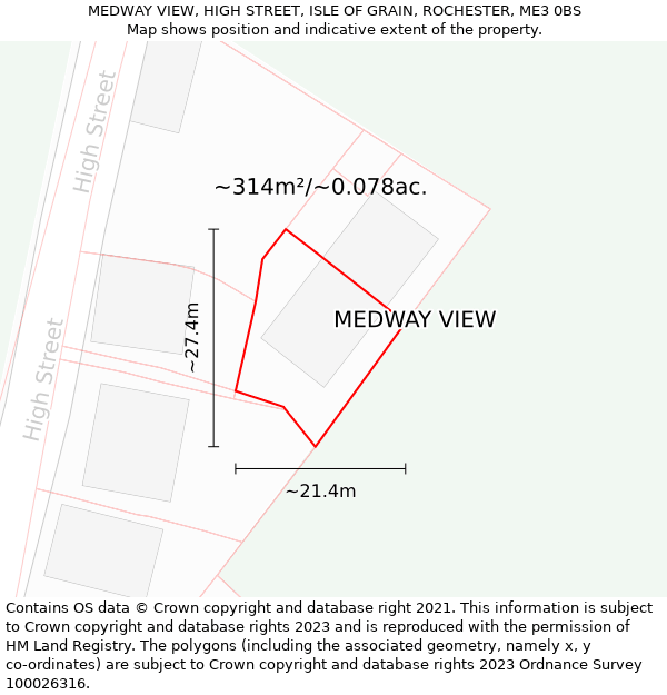 MEDWAY VIEW, HIGH STREET, ISLE OF GRAIN, ROCHESTER, ME3 0BS: Plot and title map