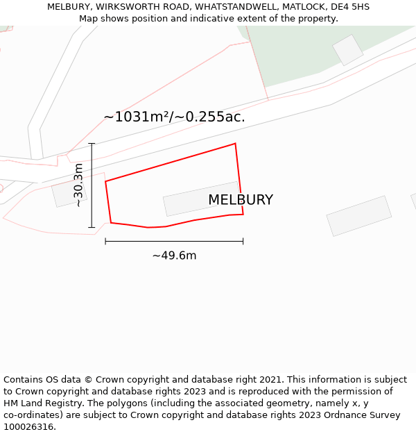 MELBURY, WIRKSWORTH ROAD, WHATSTANDWELL, MATLOCK, DE4 5HS: Plot and title map