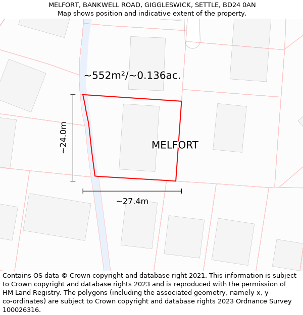 MELFORT, BANKWELL ROAD, GIGGLESWICK, SETTLE, BD24 0AN: Plot and title map