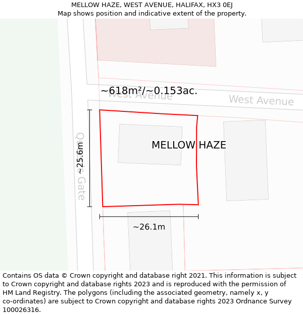 MELLOW HAZE, WEST AVENUE, HALIFAX, HX3 0EJ: Plot and title map