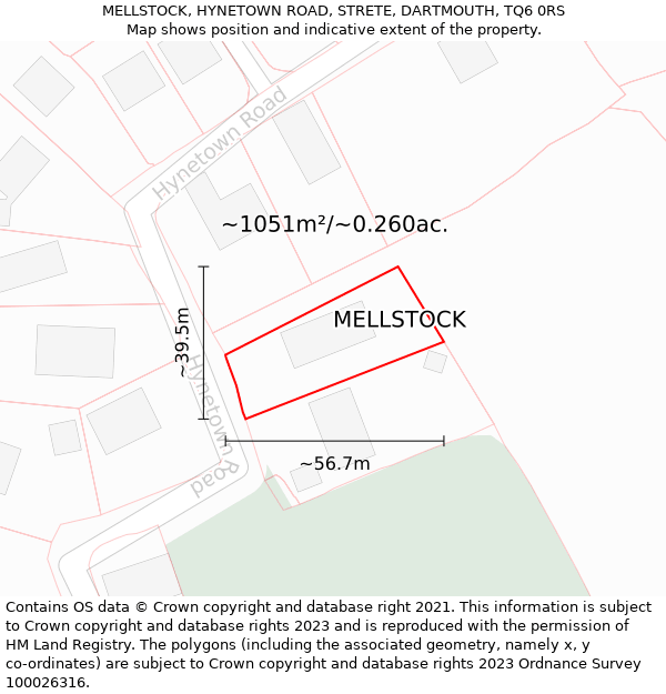 MELLSTOCK, HYNETOWN ROAD, STRETE, DARTMOUTH, TQ6 0RS: Plot and title map