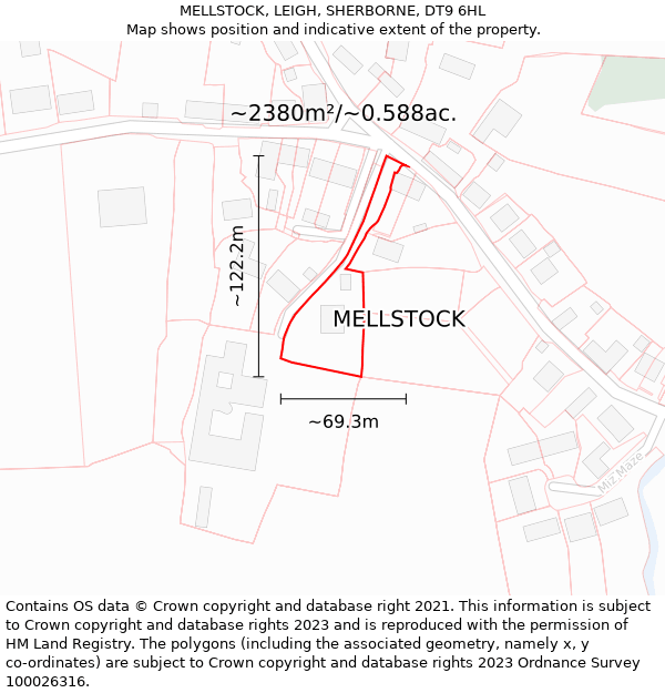 MELLSTOCK, LEIGH, SHERBORNE, DT9 6HL: Plot and title map