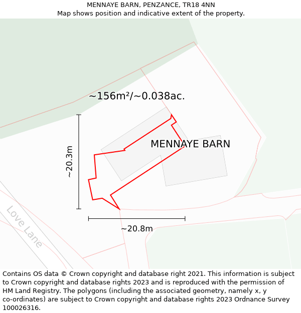 MENNAYE BARN, PENZANCE, TR18 4NN: Plot and title map