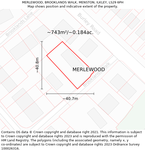 MERLEWOOD, BROOKLANDS WALK, MENSTON, ILKLEY, LS29 6PH: Plot and title map