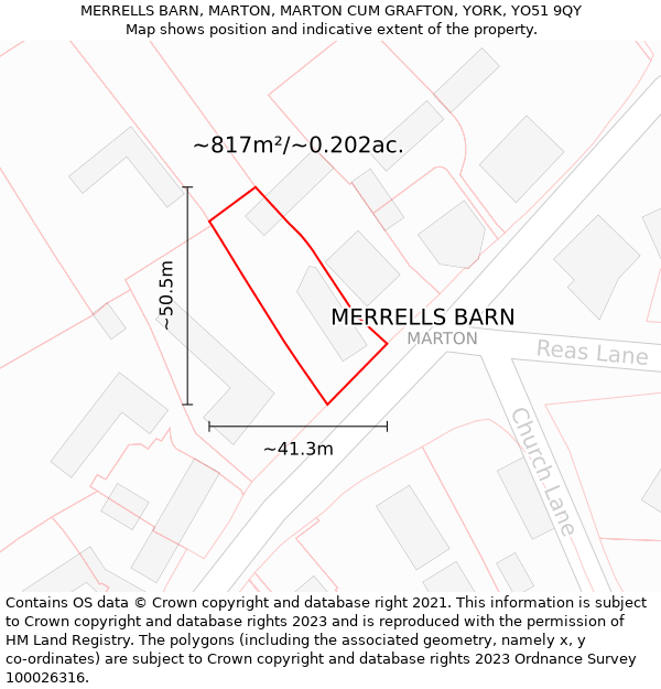 MERRELLS BARN, MARTON, MARTON CUM GRAFTON, YORK, YO51 9QY: Plot and title map