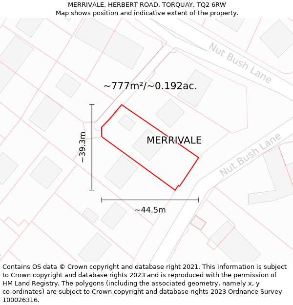 MERRIVALE, HERBERT ROAD, TORQUAY, TQ2 6RW: Plot and title map