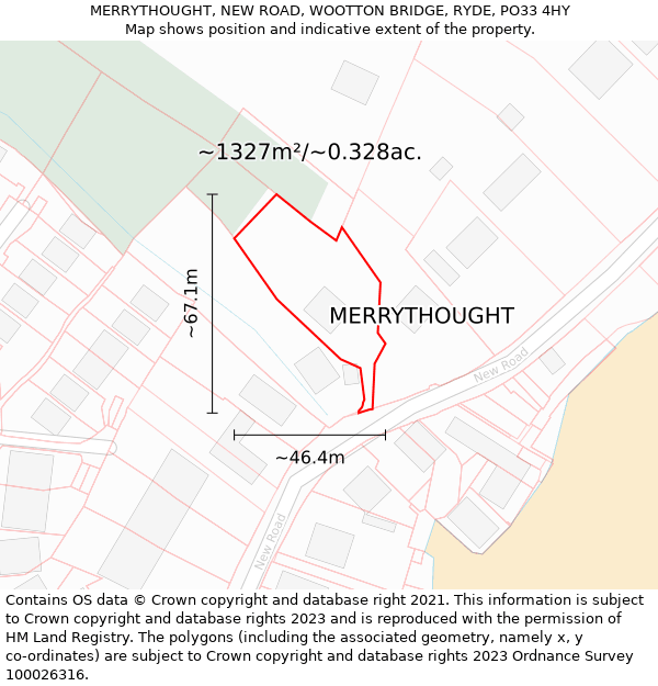 MERRYTHOUGHT, NEW ROAD, WOOTTON BRIDGE, RYDE, PO33 4HY: Plot and title map