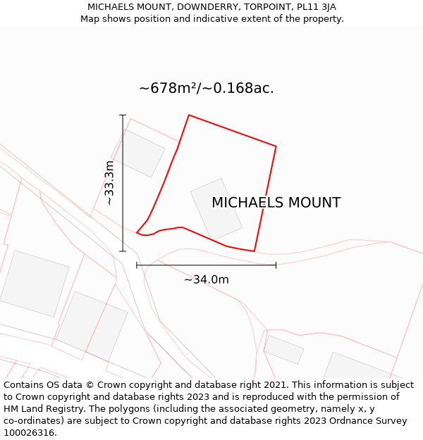 MICHAELS MOUNT, DOWNDERRY, TORPOINT, PL11 3JA: Plot and title map