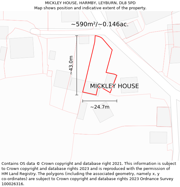 MICKLEY HOUSE, HARMBY, LEYBURN, DL8 5PD: Plot and title map