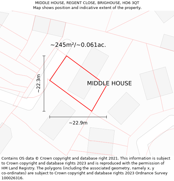 MIDDLE HOUSE, REGENT CLOSE, BRIGHOUSE, HD6 3QT: Plot and title map