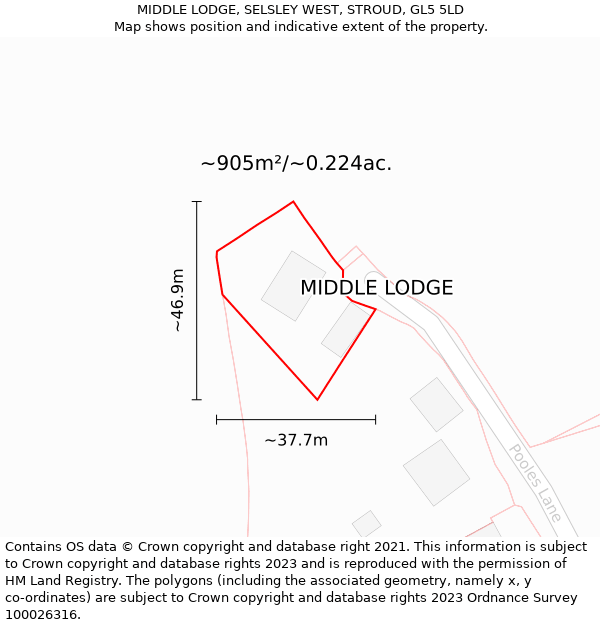 MIDDLE LODGE, SELSLEY WEST, STROUD, GL5 5LD: Plot and title map