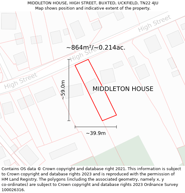 MIDDLETON HOUSE, HIGH STREET, BUXTED, UCKFIELD, TN22 4JU: Plot and title map