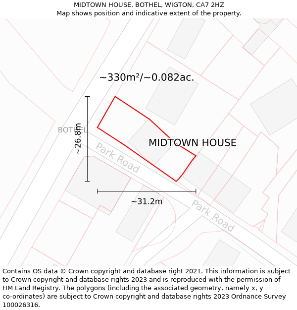 MIDTOWN HOUSE, BOTHEL, WIGTON, CA7 2HZ: Plot and title map