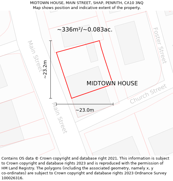 MIDTOWN HOUSE, MAIN STREET, SHAP, PENRITH, CA10 3NQ: Plot and title map