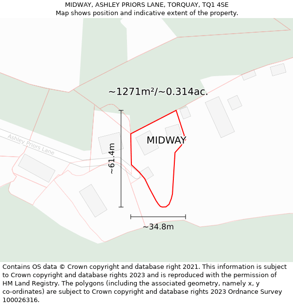 MIDWAY, ASHLEY PRIORS LANE, TORQUAY, TQ1 4SE: Plot and title map