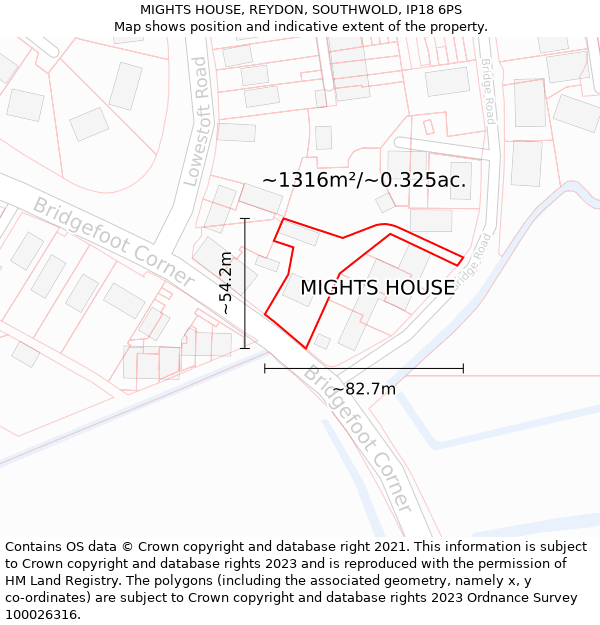 MIGHTS HOUSE, REYDON, SOUTHWOLD, IP18 6PS: Plot and title map