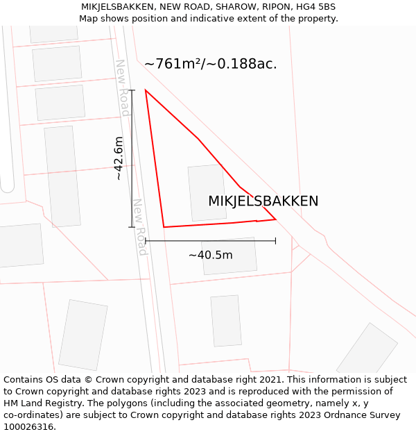 MIKJELSBAKKEN, NEW ROAD, SHAROW, RIPON, HG4 5BS: Plot and title map