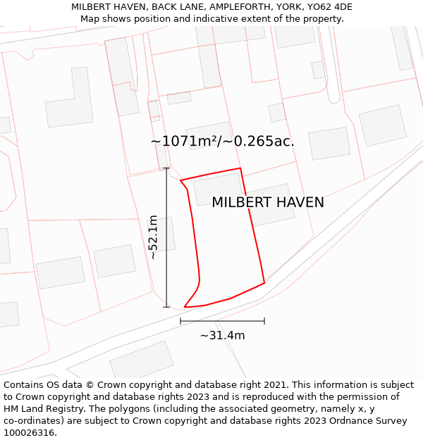 MILBERT HAVEN, BACK LANE, AMPLEFORTH, YORK, YO62 4DE: Plot and title map