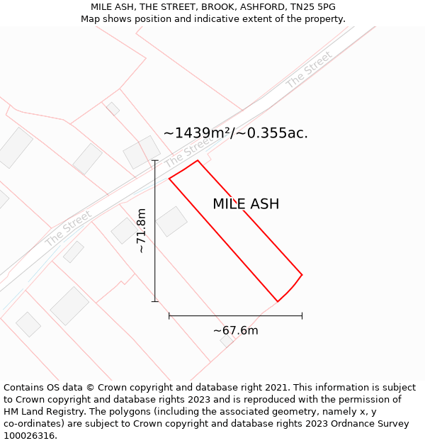 MILE ASH, THE STREET, BROOK, ASHFORD, TN25 5PG: Plot and title map