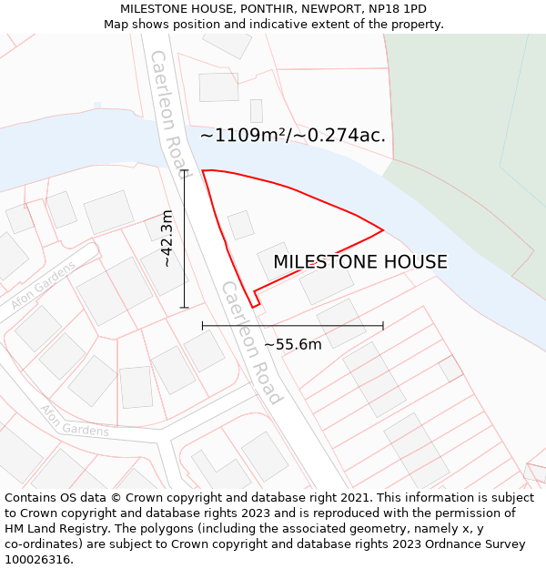 MILESTONE HOUSE, PONTHIR, NEWPORT, NP18 1PD: Plot and title map