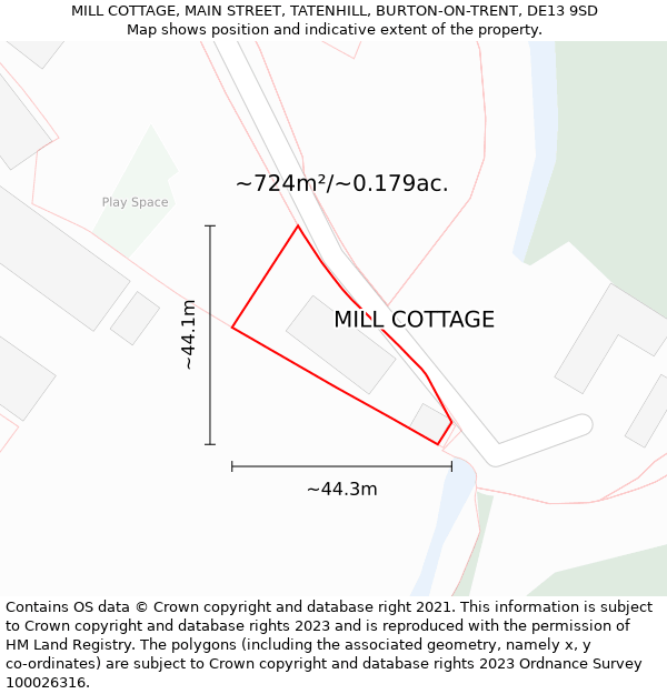 MILL COTTAGE, MAIN STREET, TATENHILL, BURTON-ON-TRENT, DE13 9SD: Plot and title map