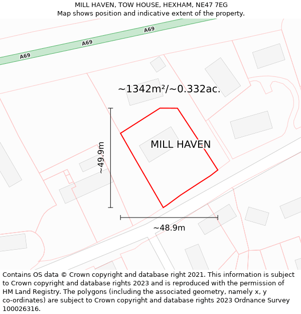 MILL HAVEN, TOW HOUSE, HEXHAM, NE47 7EG: Plot and title map