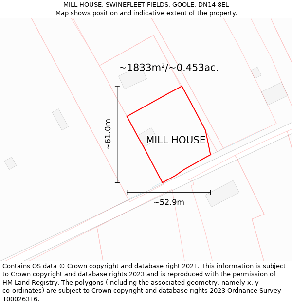 MILL HOUSE, SWINEFLEET FIELDS, GOOLE, DN14 8EL: Plot and title map