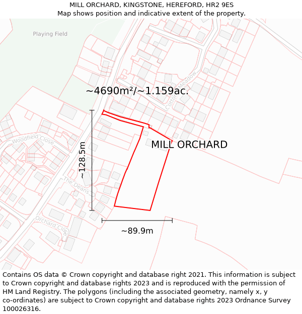 MILL ORCHARD, KINGSTONE, HEREFORD, HR2 9ES: Plot and title map