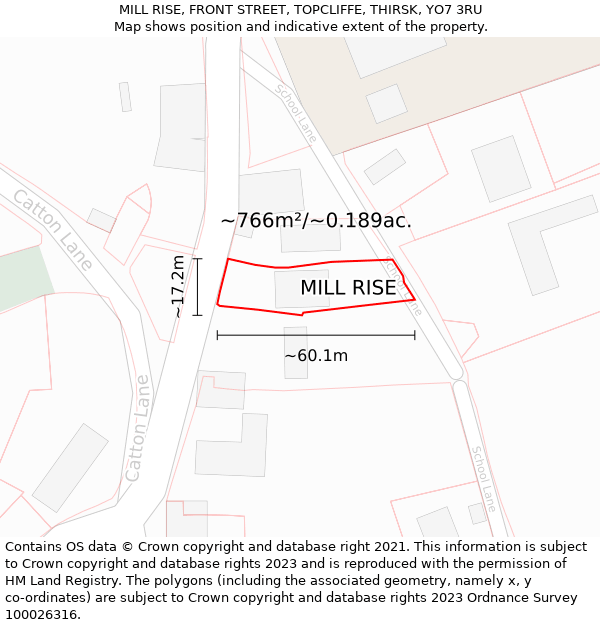 MILL RISE, FRONT STREET, TOPCLIFFE, THIRSK, YO7 3RU: Plot and title map