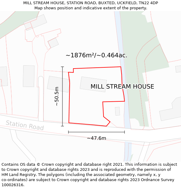MILL STREAM HOUSE, STATION ROAD, BUXTED, UCKFIELD, TN22 4DP: Plot and title map