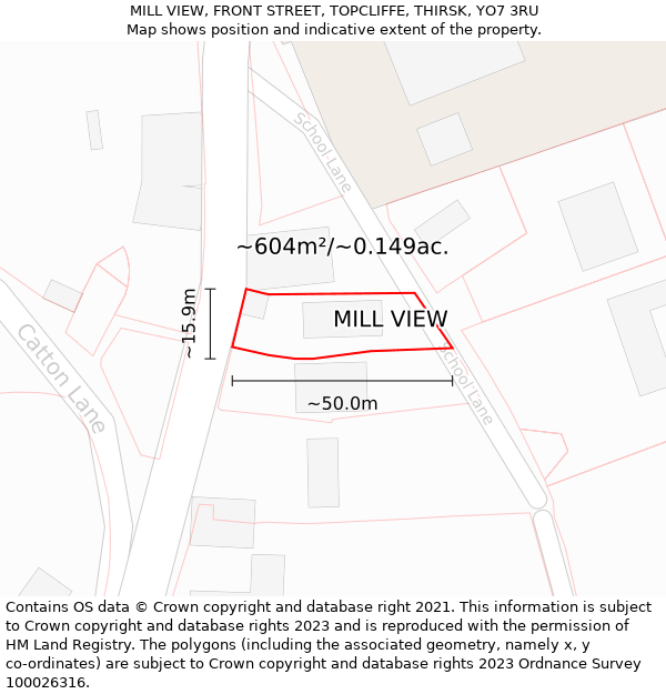 MILL VIEW, FRONT STREET, TOPCLIFFE, THIRSK, YO7 3RU: Plot and title map