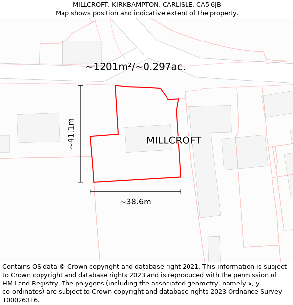 MILLCROFT, KIRKBAMPTON, CARLISLE, CA5 6JB: Plot and title map