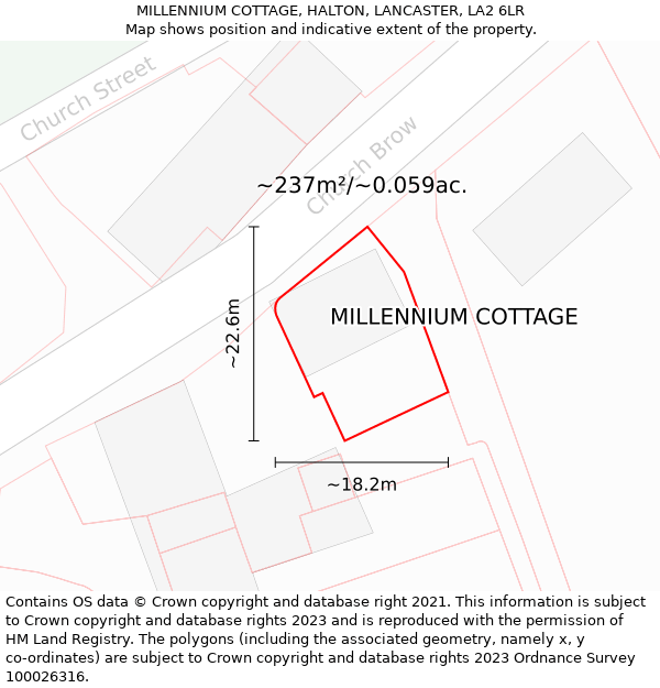 MILLENNIUM COTTAGE, HALTON, LANCASTER, LA2 6LR: Plot and title map