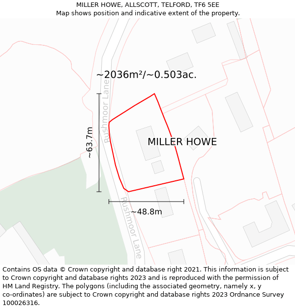 MILLER HOWE, ALLSCOTT, TELFORD, TF6 5EE: Plot and title map