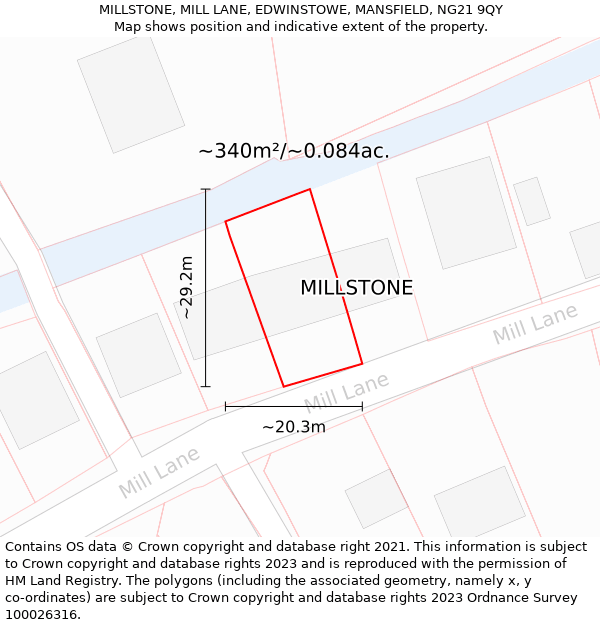 MILLSTONE, MILL LANE, EDWINSTOWE, MANSFIELD, NG21 9QY: Plot and title map