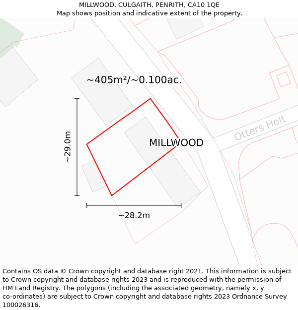 MILLWOOD, CULGAITH, PENRITH, CA10 1QE: Plot and title map