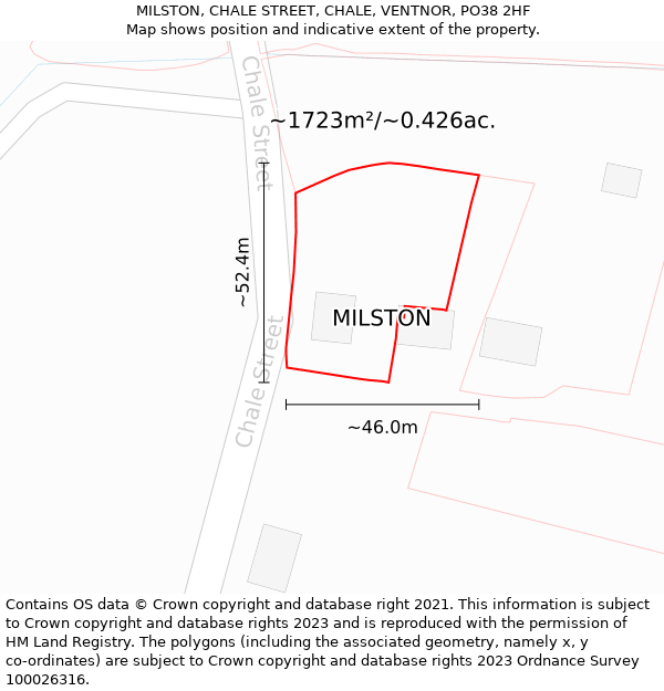 MILSTON, CHALE STREET, CHALE, VENTNOR, PO38 2HF: Plot and title map