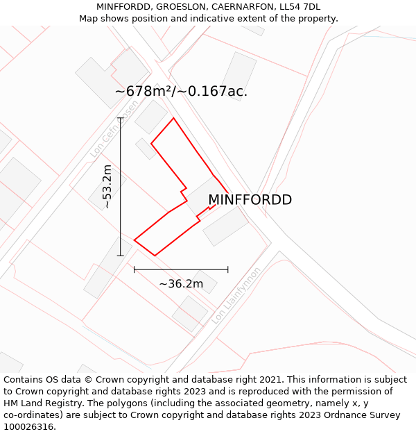 MINFFORDD, GROESLON, CAERNARFON, LL54 7DL: Plot and title map