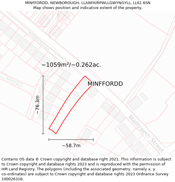 MINFFORDD, NEWBOROUGH, LLANFAIRPWLLGWYNGYLL, LL61 6SN: Plot and title map