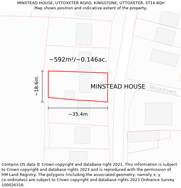 MINSTEAD HOUSE, UTTOXETER ROAD, KINGSTONE, UTTOXETER, ST14 8QH: Plot and title map