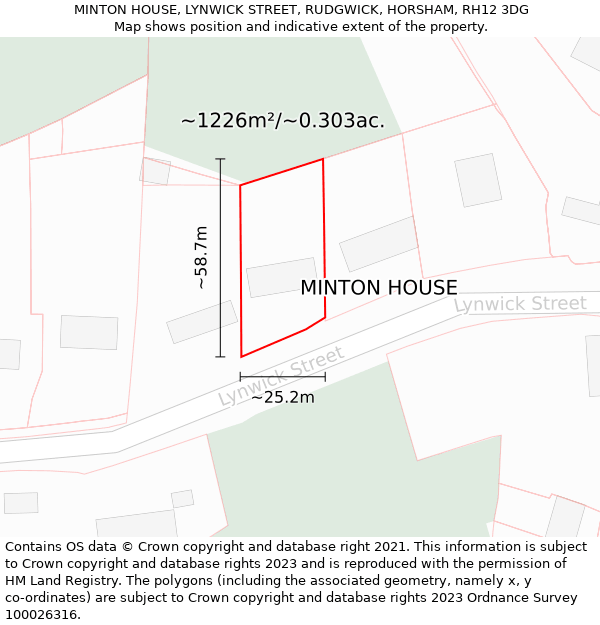 MINTON HOUSE, LYNWICK STREET, RUDGWICK, HORSHAM, RH12 3DG: Plot and title map