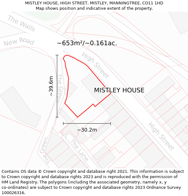 MISTLEY HOUSE, HIGH STREET, MISTLEY, MANNINGTREE, CO11 1HD: Plot and title map